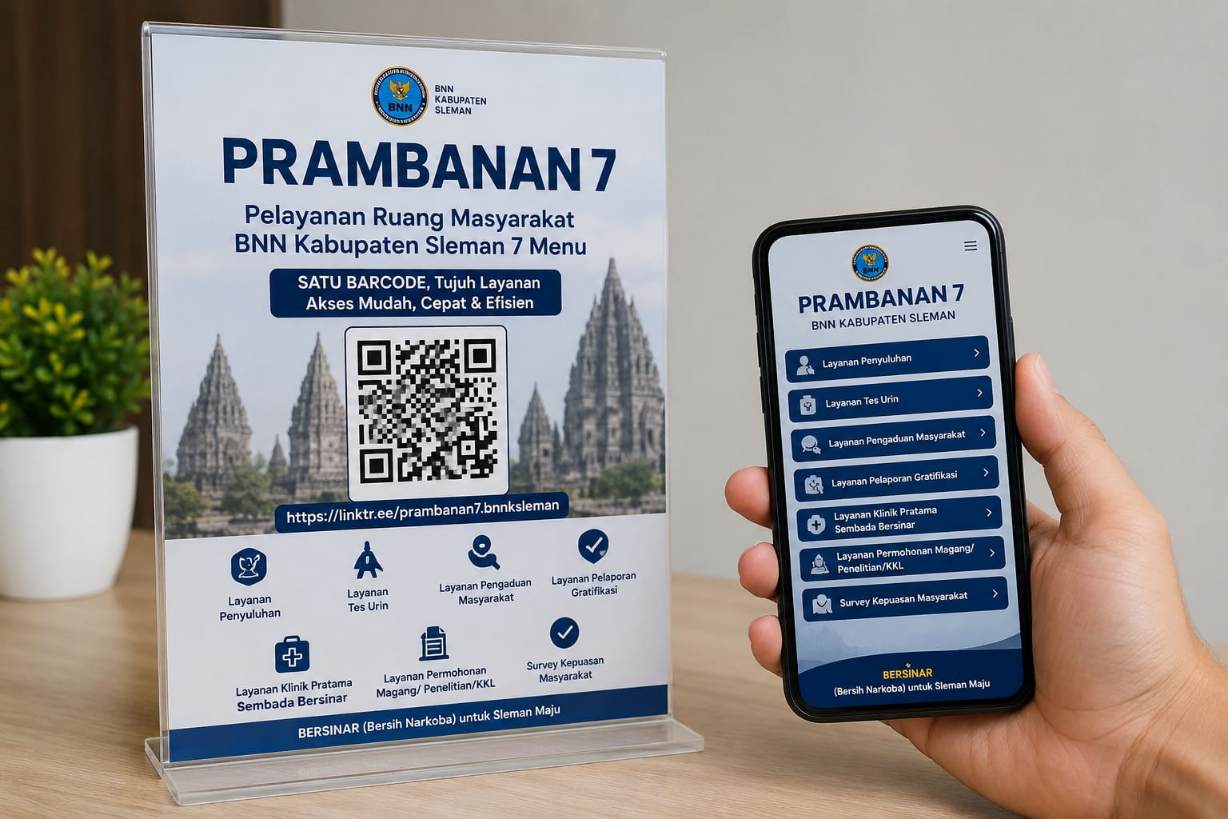 BNNK Sleman Luncurkan PRAMBANAN 7, Akses 7 Layanan Anti Narkoba dalam Satu Barcode