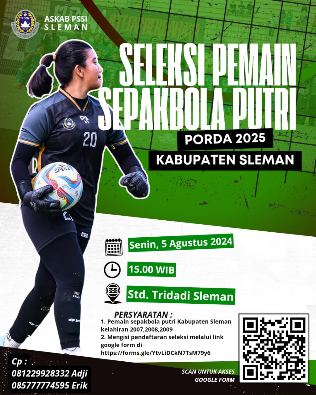 Jelang Porda DIY 2025, PSSI Askab Sleman  Gelar  Seleksi  Atlet Muda Sepak Bola Wanita